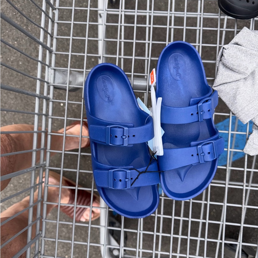 Cat & Jack Blue Double-Buckle Slide Sandals